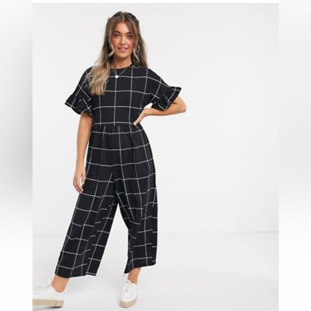 ASOS Jersey frill sleeve smock jumpsuit - US 14